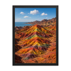 Hormuz Island Rainbow Hills Iran framed print on a plain backdrop in size 18"x24".