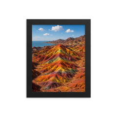 Hormuz Island Rainbow Hills Iran framed print on a plain backdrop in size 8"x10".
