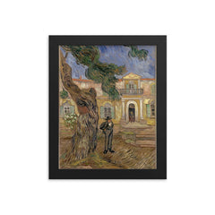 Hospital at Saint-Rémy-de-Provence by Vincent van Gogh, 1889 framed print on a plain backdrop in size 8"x10".