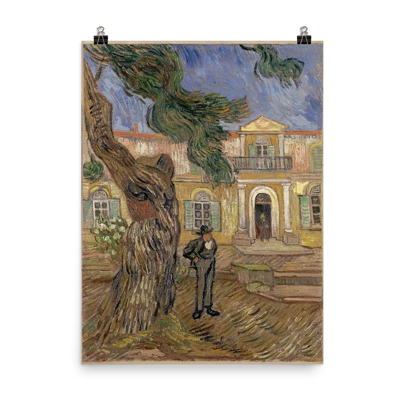 Hospital at Saint-Rémy-de-Provence by Vincent van Gogh, 1889 poster on a plain backdrop in size 8