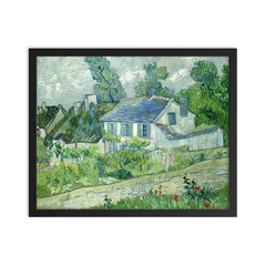 Houses in Auvers by Vincent van Gogh, 1890 framed print on a plain backdrop in size 16"x20".