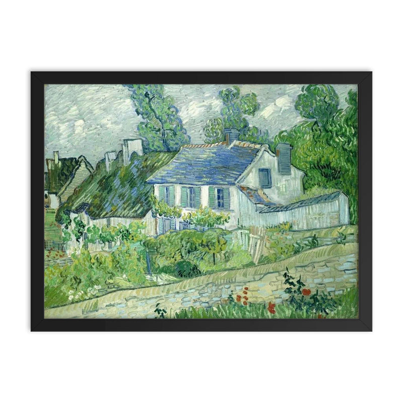 Houses in Auvers by Vincent van Gogh, 1890 framed print on a plain backdrop in size 18