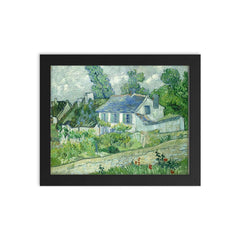 Houses in Auvers by Vincent van Gogh, 1890 framed print on a plain backdrop in size 8"x10".