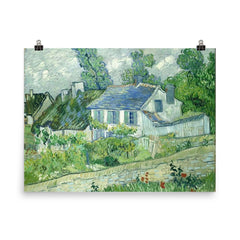 Houses in Auvers by Vincent van Gogh, 1890 poster on a plain backdrop in size 8"x10".