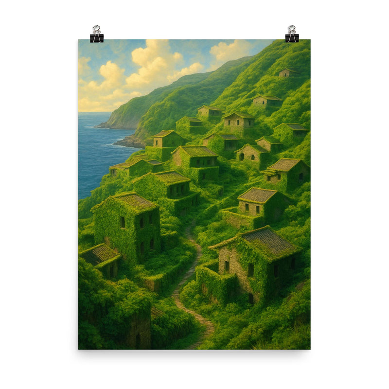 Houtouwan Abandoned Village China poster on a plain backdrop in size 8