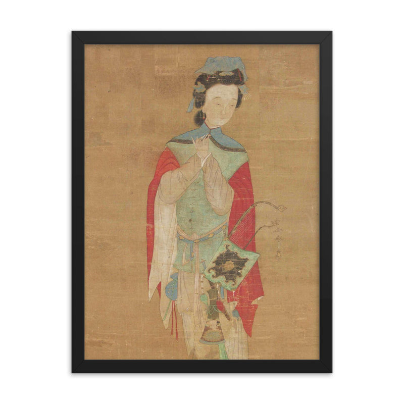 Hua Mulan framed print on a plain backdrop in size 18