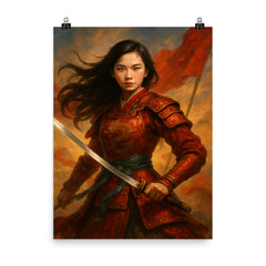 Hua Mulan poster on a plain backdrop in size 8"x10".