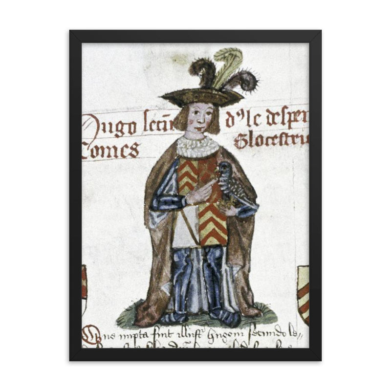 Hugh Despenser the Younger framed print on a plain backdrop in size 18