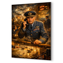 Hugh Dowding in RAF operations room metal print mockup