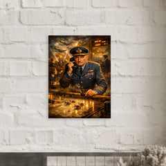 Hugh Dowding in RAF operations room metal print mockup