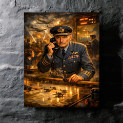 Hugh Dowding in RAF operations room metal print mockup