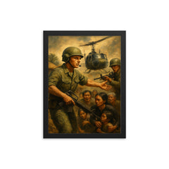 Hugh Thompson Jr intervening at My Lai framed print on a plain backdrop in size 12"x16".