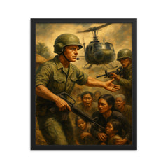 Hugh Thompson Jr intervening at My Lai framed print on a plain backdrop in size 16"x20".