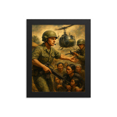 Hugh Thompson Jr intervening at My Lai framed print on a plain backdrop in size 8"x10".
