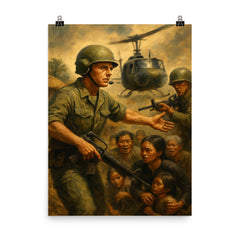 Hugh Thompson Jr intervening at My Lai poster on a plain backdrop in size 8"x10".