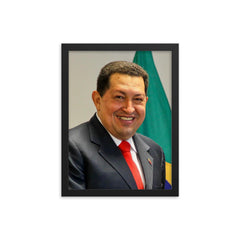 Hugo Chavez framed print on a plain backdrop in size 12"x16".