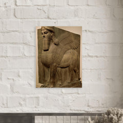 Human-headed winged lion (lamassu) metal print mockup