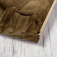 Human-headed winged lion (lamassu) metal print mockup