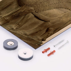 Human-headed winged lion (lamassu) metal print mockup