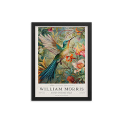 Hummingbird by William Morris framed print on a plain backdrop in size 12"x16".