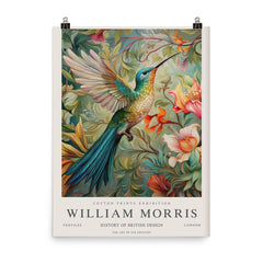 Hummingbird by William Morris poster on a plain backdrop in size 8"x10".