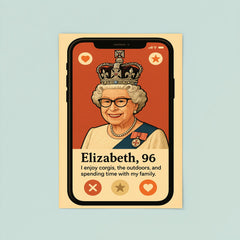 Humorous dating app profile of Queen Elizabeth poster 8