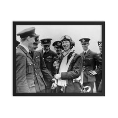 Hurricane Pilot Ginger Lacey, 18 Kills in the Battle of Britain framed print on a plain backdrop in size 16"x20".