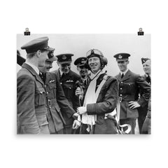 Hurricane Pilot Ginger Lacey, 18 Kills in the Battle of Britain poster on a plain backdrop in size 8"x10".