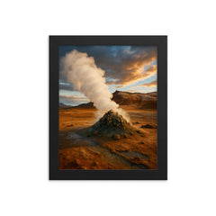 Hverir Namaskard Fumaroles Iceland framed print on a plain backdrop in size 8"x10".