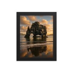Hvitserkur Sea Stack Iceland framed print on a plain backdrop in size 8"x10".