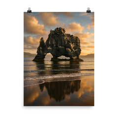 Hvitserkur Sea Stack Iceland poster on a plain backdrop in size 8"x10".