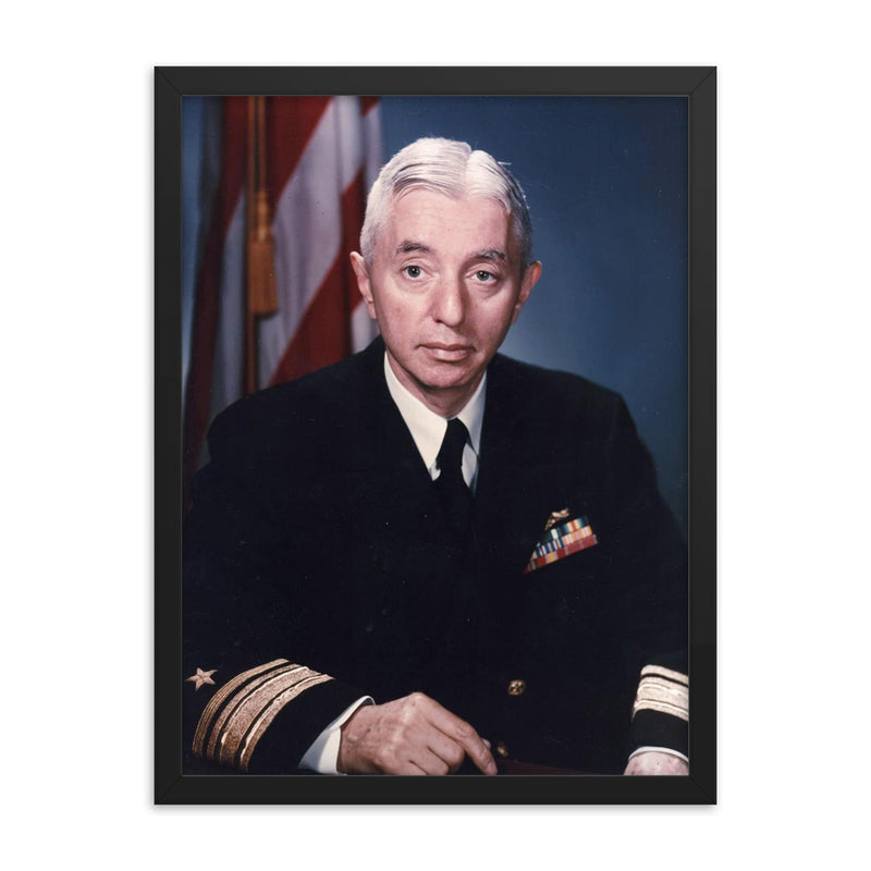 Hyman G Rickover framed print on a plain backdrop in size 18
