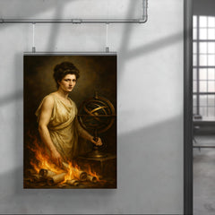 Hypatia beside armillary sphere and burning scrolls poster 4