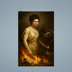 Hypatia beside armillary sphere and burning scrolls poster 9