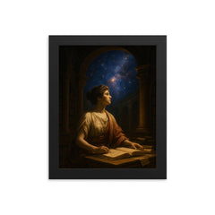 Hypatia in Alexandrian library starlight framed print on a plain backdrop in size 8"x10".