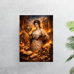 Hypatia of Alexandria among burning scrolls and astrolabes poster 7
