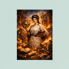 Hypatia of Alexandria among burning scrolls and astrolabes poster 8