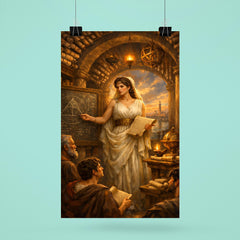 Hypatia teaching beneath Alexandrian scrolls poster 6