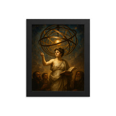 Hypatia teaching beneath the celestial armillary framed print on a plain backdrop in size 8"x10".