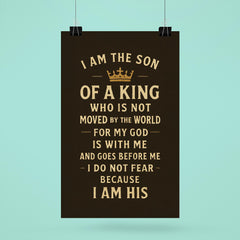 I am the son of a king who is not moved by the world for my God is with me and goes before me I do not fear because I am His poster 6