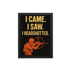 I came I saw I headshotted framed print on a plain backdrop in size 12"x16".