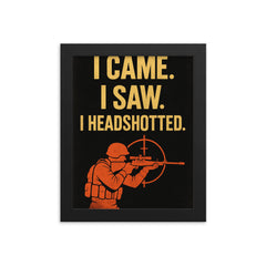 I came I saw I headshotted framed print on a plain backdrop in size 8"x10".