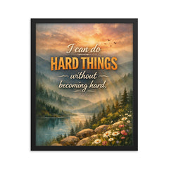 I can do hard things without becoming hard framed print on a plain backdrop in size 16"x20".