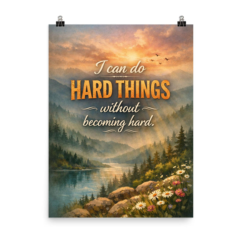 I can do hard things without becoming hard poster on a plain backdrop in size 8