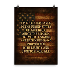 I pledge allegiance to the United States of America quote poster on a plain backdrop in size 8"x10".