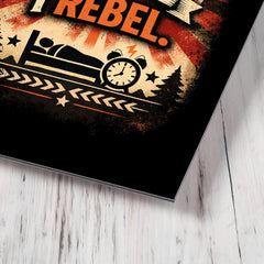 I rest therefore I rebel metal print mockup