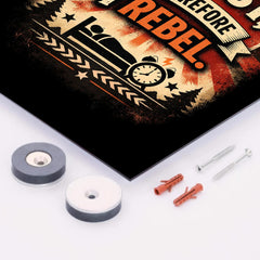 I rest therefore I rebel metal print mockup