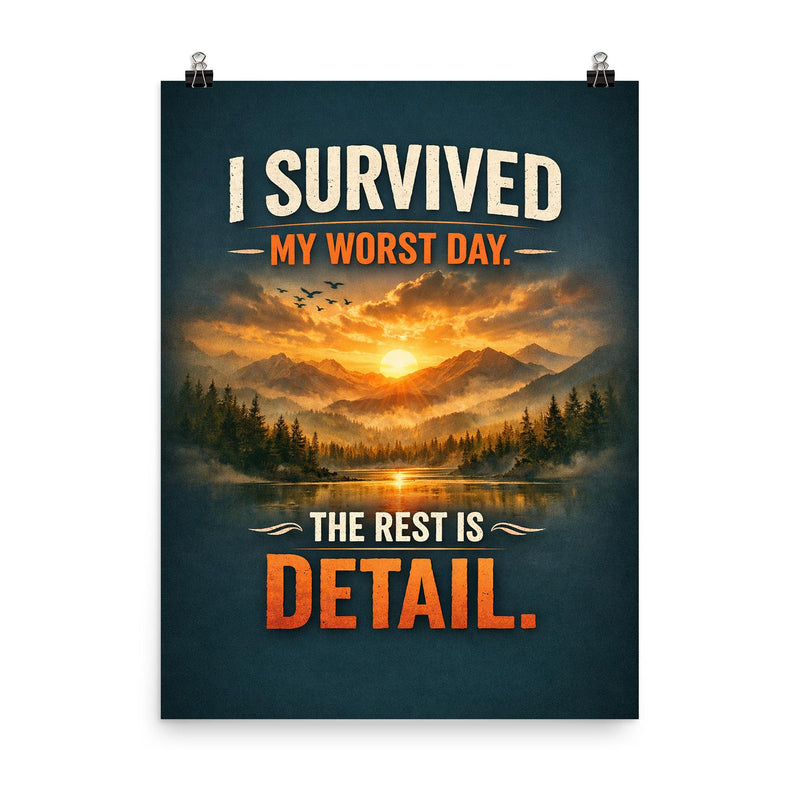 I survived my worst day The rest is detail poster on a plain backdrop in size 8