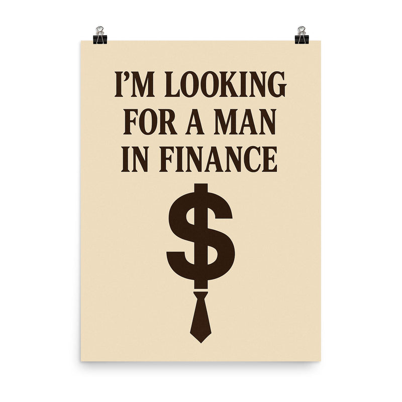 I'm looking for a man in finance poster on a plain backdrop in size 8