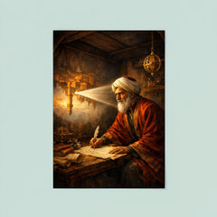 Ibn al Haytham in camera obscura chamber poster 8